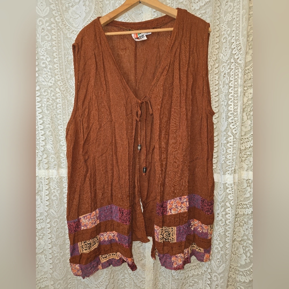 Kaktus Women's Vest, Brown Vest, Rayon Vest, Western Vest